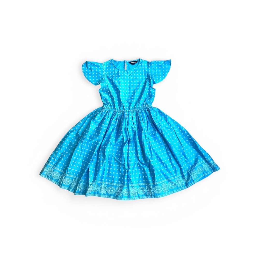 Girl’s Lands End Floral Print Fluffer Sleeve Dress Size 14